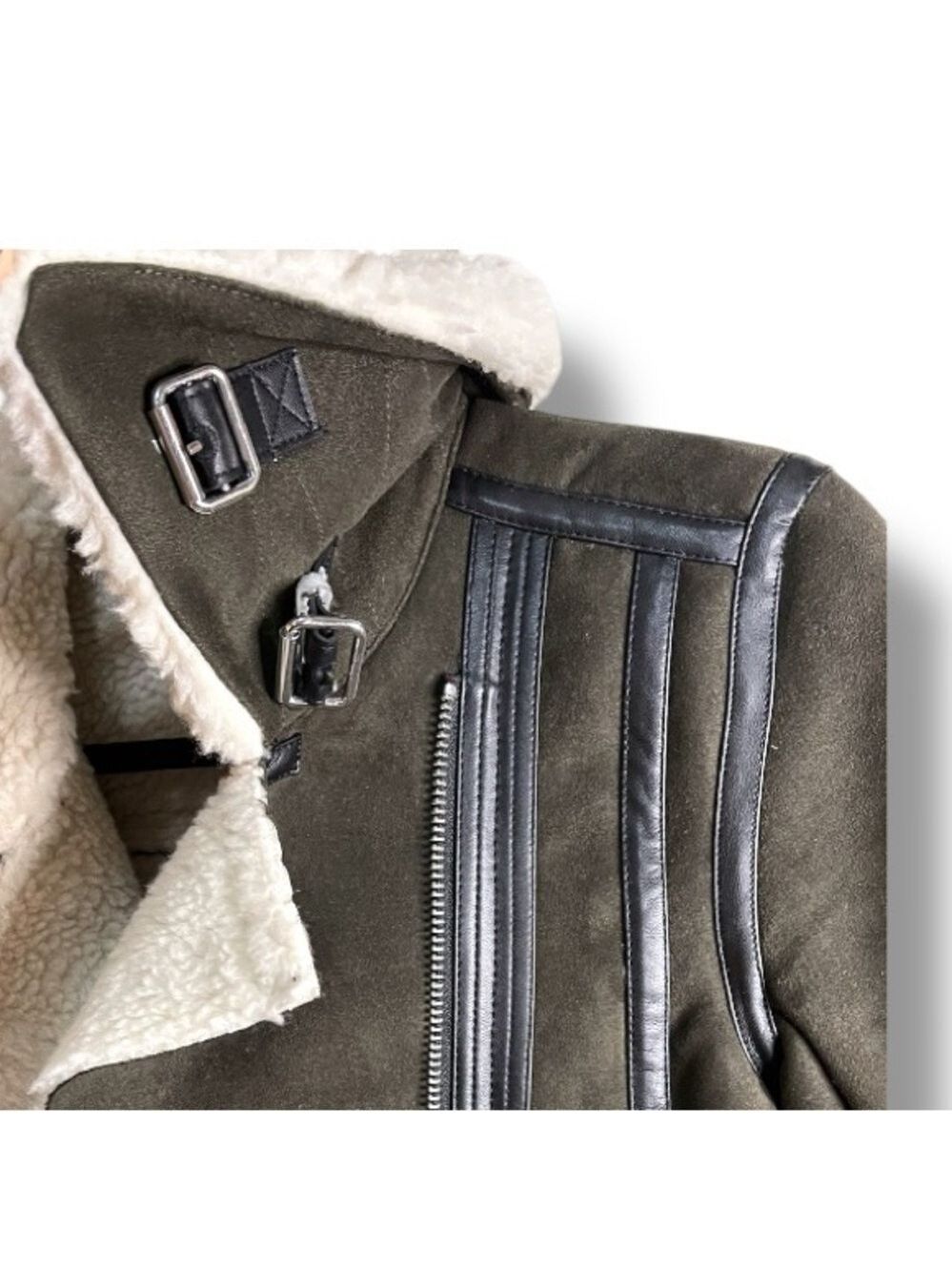 Aviator Bomber Jacket Coat Khaki Army Green Women’s Size XS - Picture 6 of 11